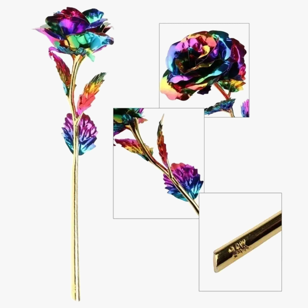 fleur de rose artificielle en métal doré décorative à offrir