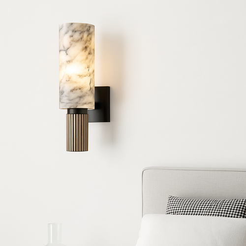 FSS moderne chinois marbre applique cuivre lumière luxe naturel marbre applique Villa allée couloir chambre étude applique - vue 4 sur 7