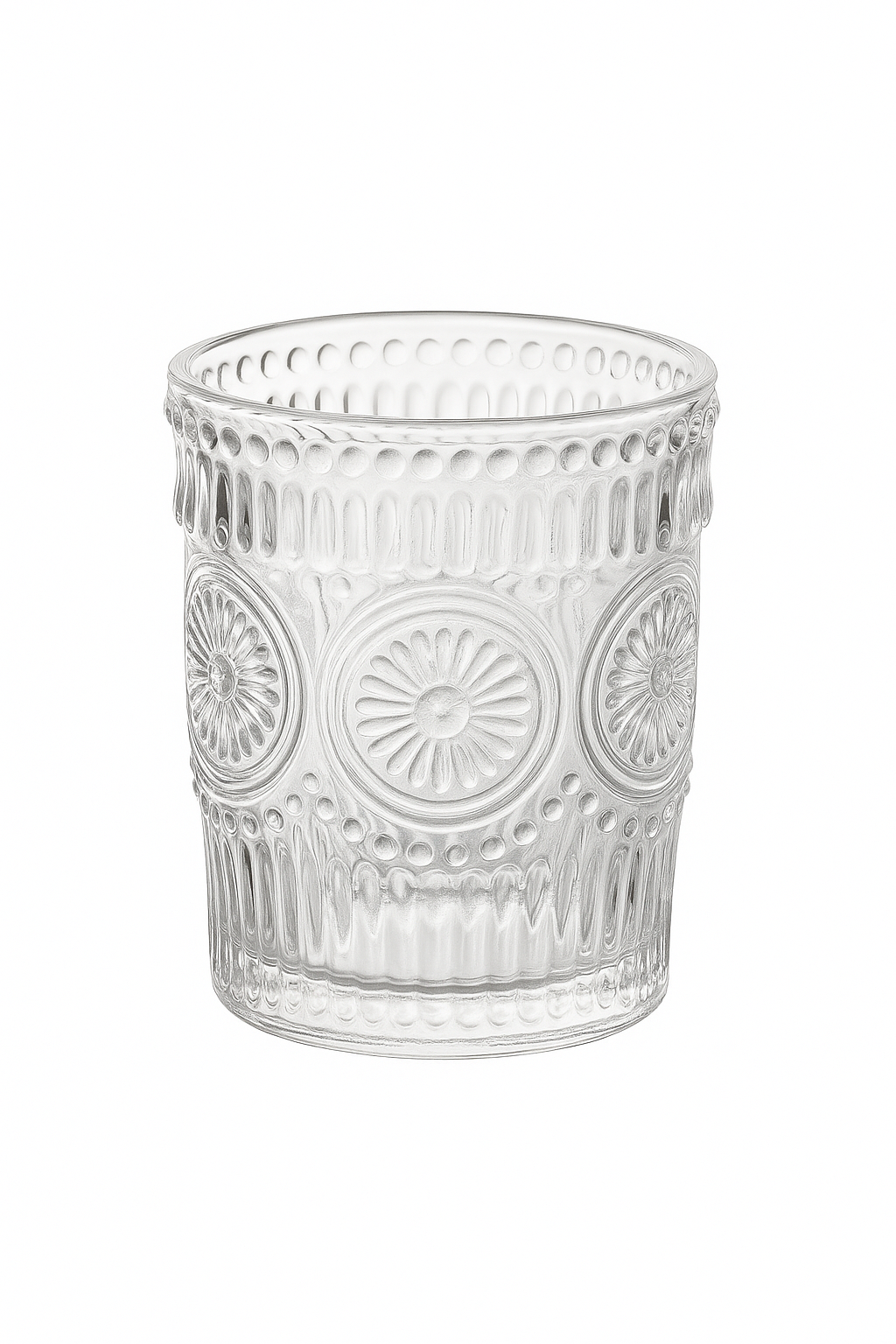 gobelet verre retro relief tournesol style nordique - vue 2 sur 2