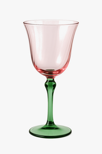Elegant vintage stemmed goblet with two-tone floral glass
