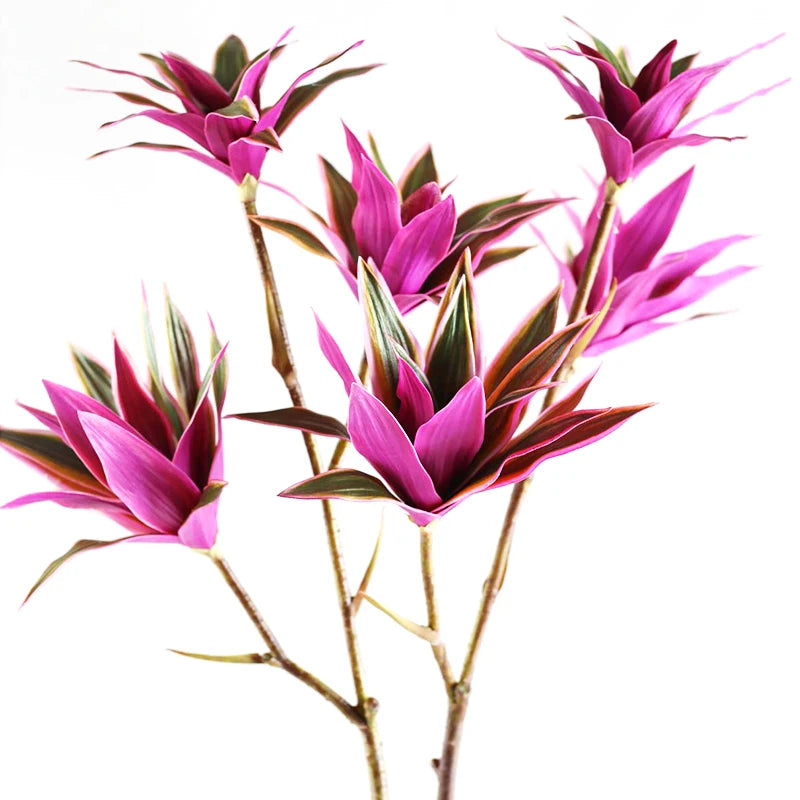 grande branche de bambou artificielle avec fleurs et feuilles décoratives
