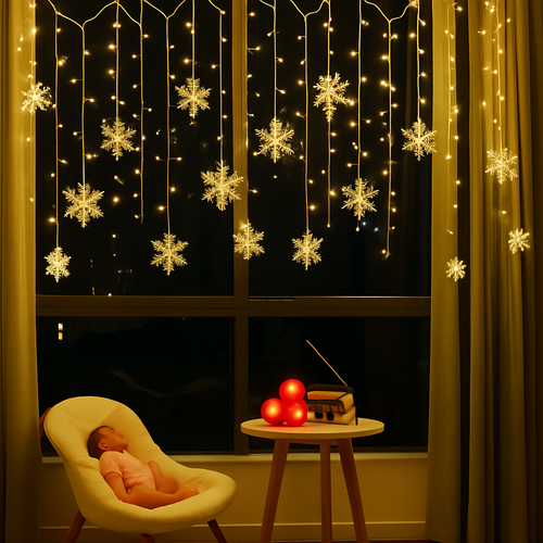 guirlande lumineuse led flocons de neige pour Noël et fêtes