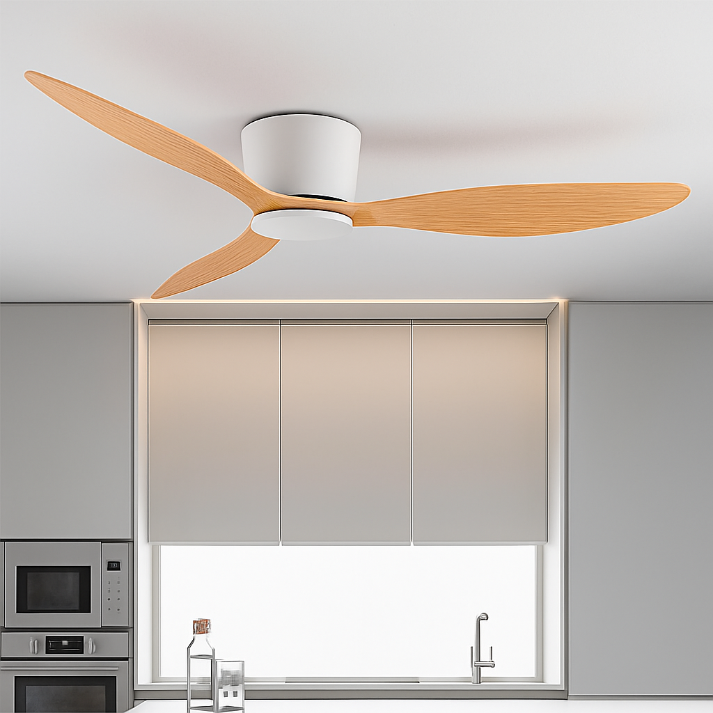 High quality modern nordic low ceiling fan lamp with DC LED, remote control