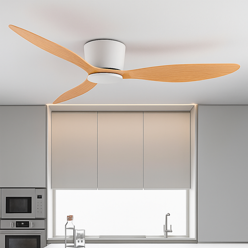 High quality modern nordic low ceiling fan lamp with DC LED, remote control - vue 3 sur 14
