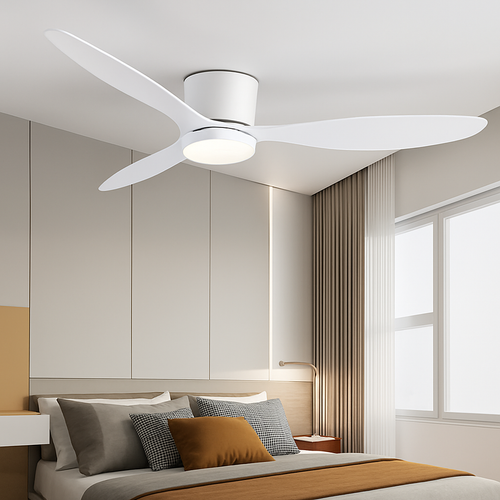 High quality modern nordic low ceiling fan lamp with DC LED, remote control - vue 6 sur 14
