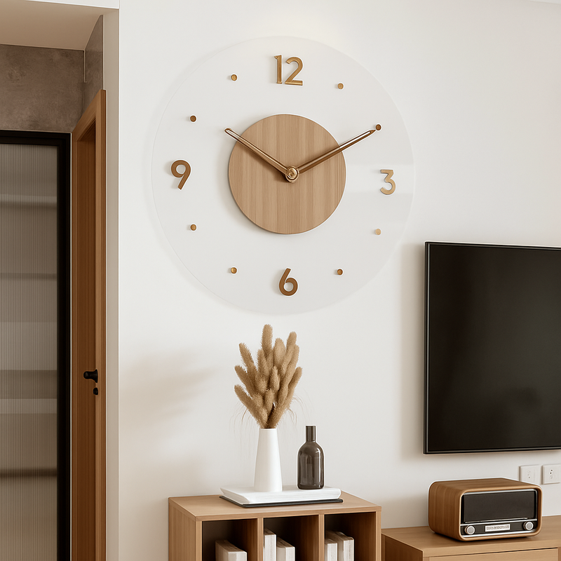 horloge murale créative en bois style nordique silencieuse et moderne