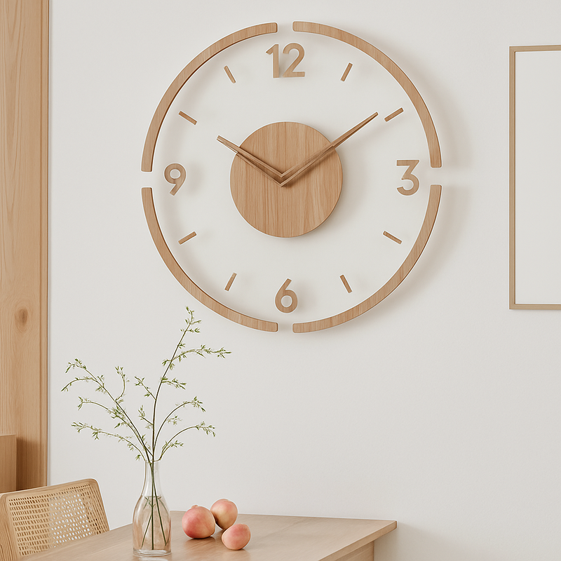 horloge murale créative en bois style nordique silencieuse et moderne