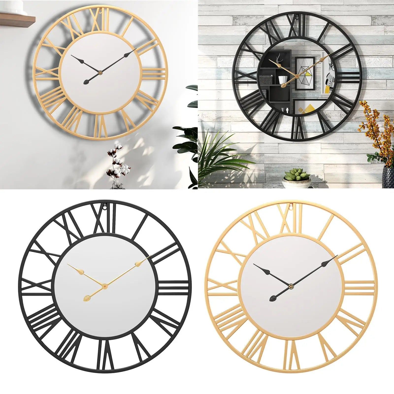 horloge murale décorative avec affichage 12 heures et chiffres romains