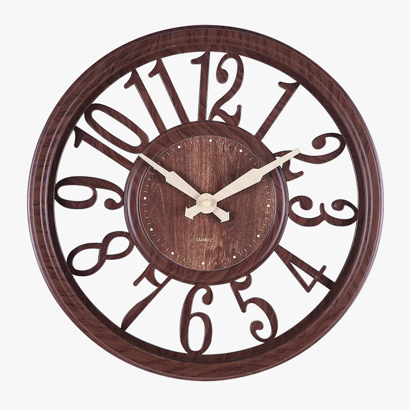 horloge murale européenne en faux bois style vintage décoration intérieure