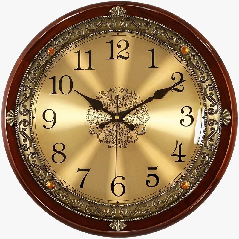 horloge murale luxe en bois et métal style rétro silencieuse
