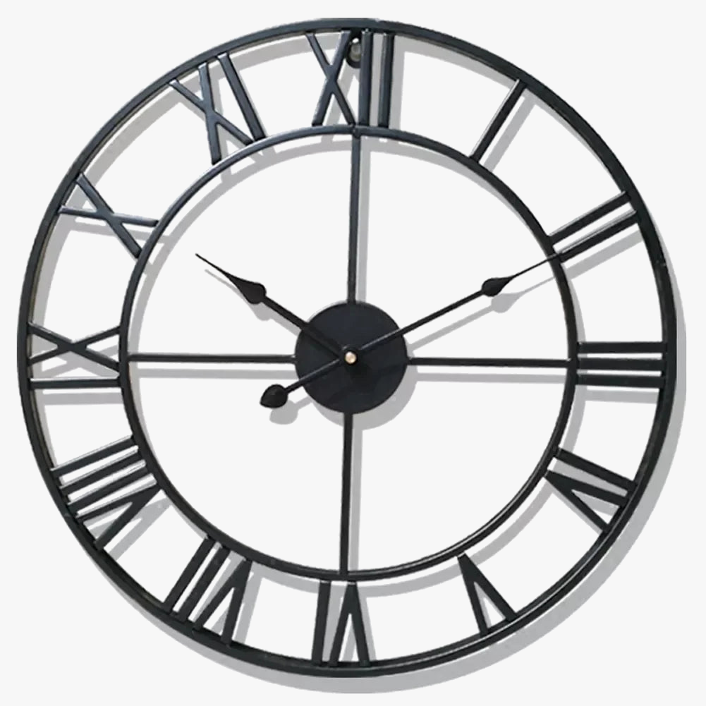 horloge murale moderne rétro en métal avec chiffres romains silencieuse