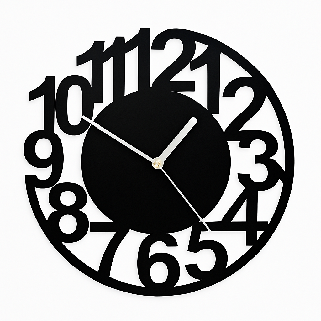 Horloge murale moderne ronde noire 30cm