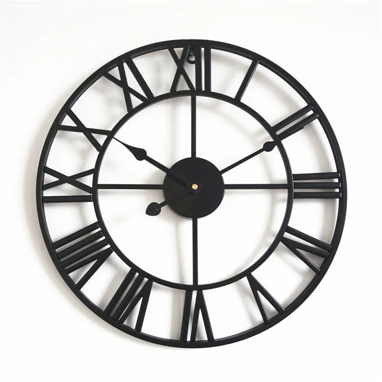 horloge murale nordique rétro en métal chiffres romains décorative