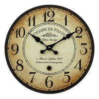 horloge murale rétro en bois motif paris pour décoration intérieure silencieuse