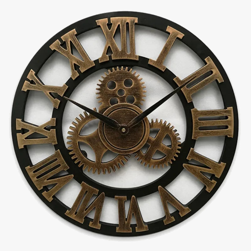 horloge murale rétro en bois style industriel pour décoration intérieure
