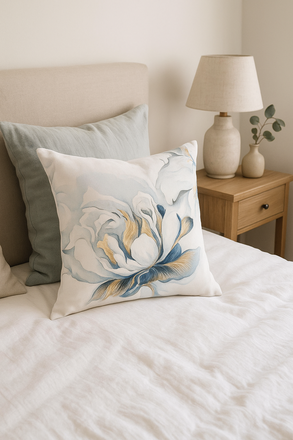 housse de coussin à motif floral de ginkgo élégant