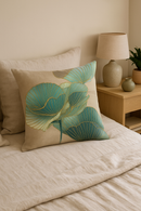 housse de coussin à motif floral ginkgo pour déco intérieure
