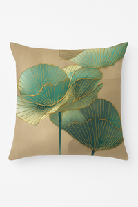housse de coussin à motif floral ginkgo pour déco intérieure