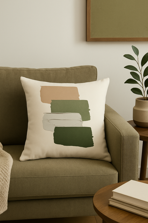 housse de coussin à motif floral vert abstrait imprimé - vue 2 sur 2