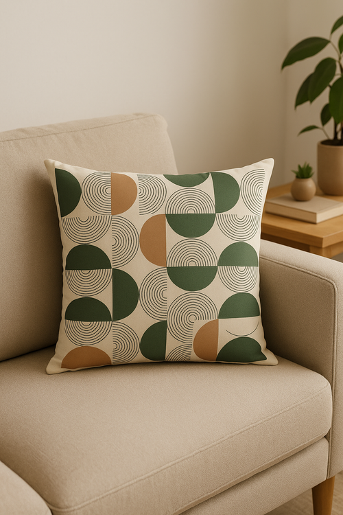 housse de coussin à motif floral vert abstrait imprimé - vue 2 sur 2
