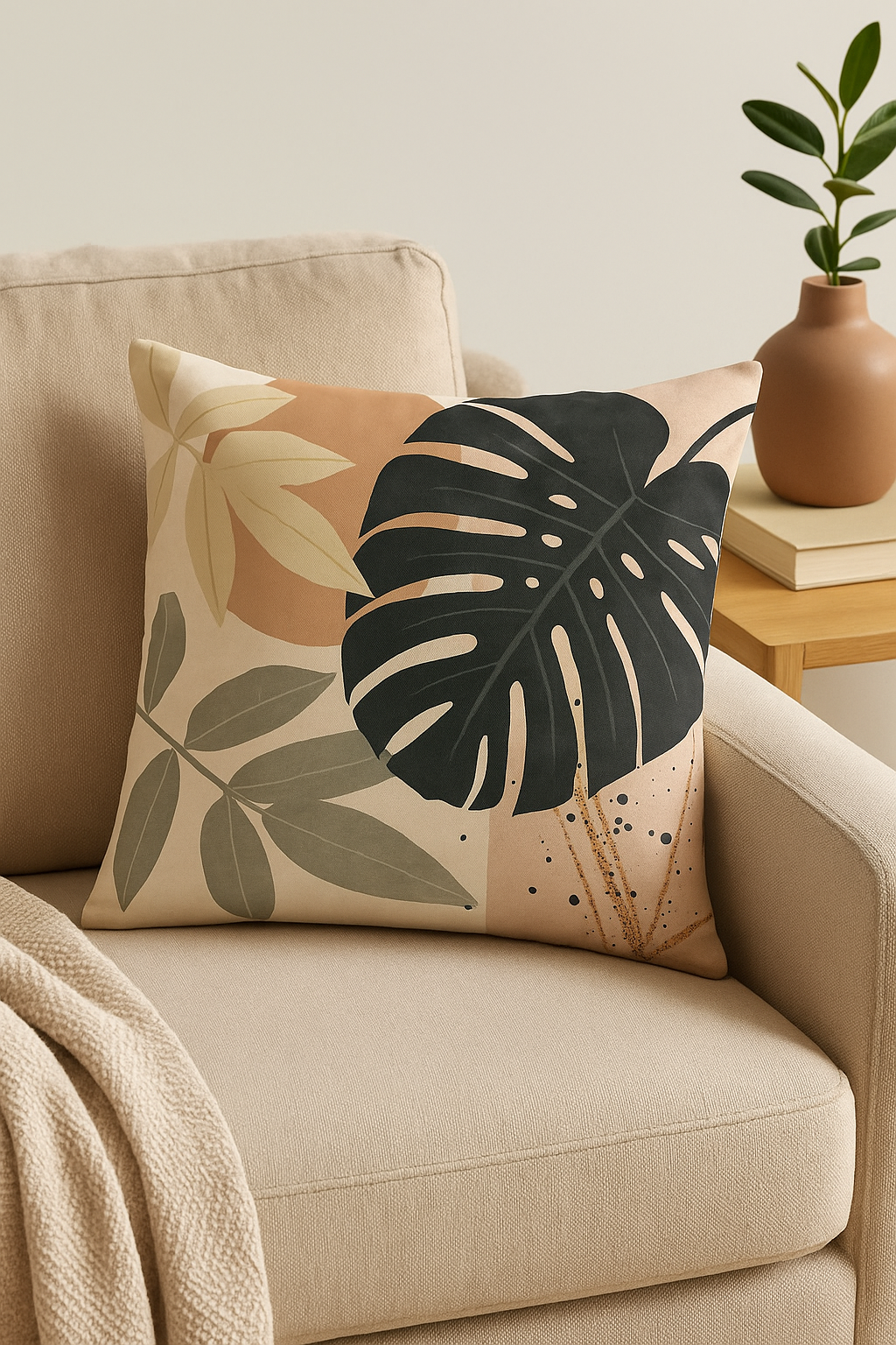 housse de coussin abstraite art plant 45x45 cm