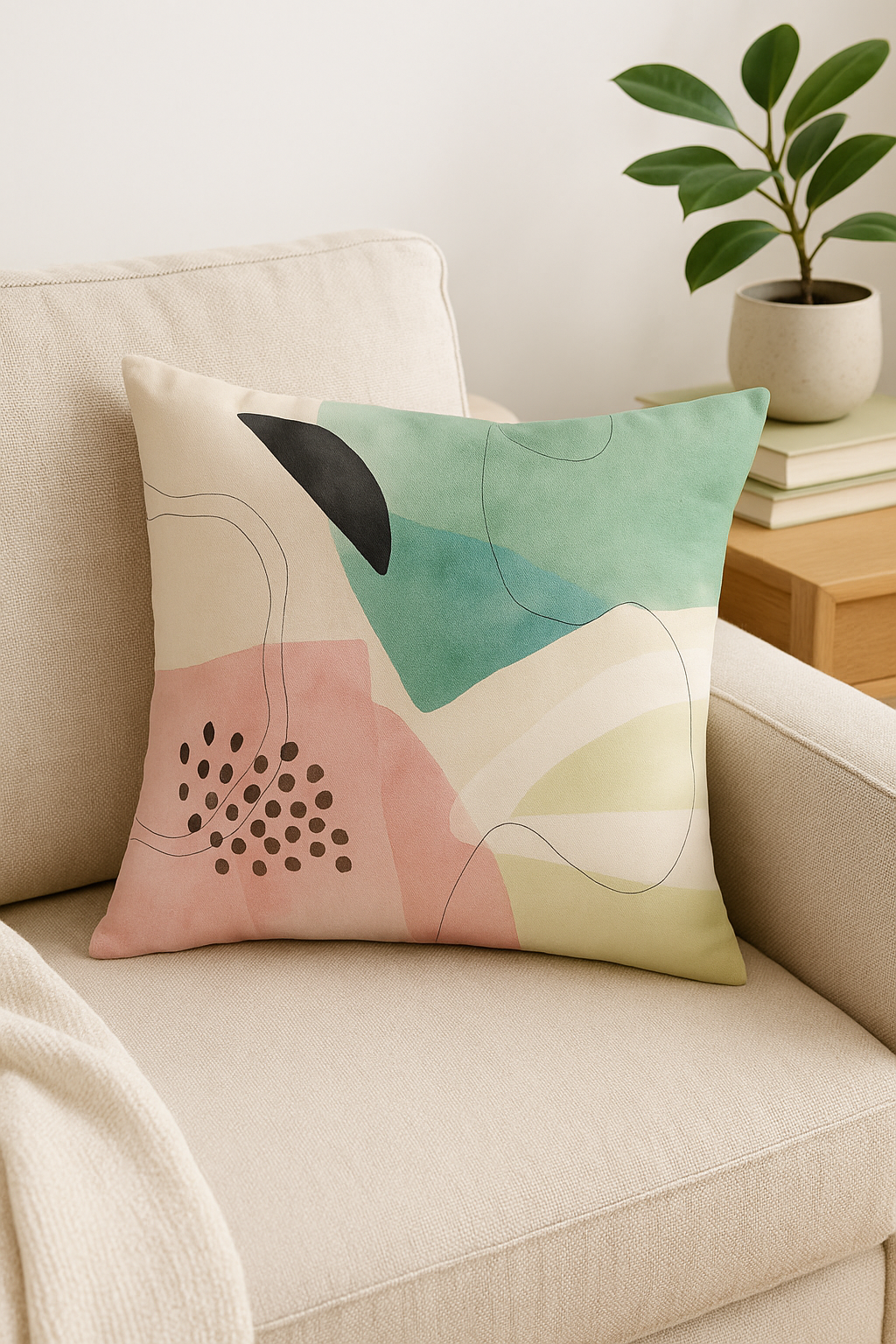 housse de coussin abstraite nordique pour décoration intérieure - vue 3 sur 2