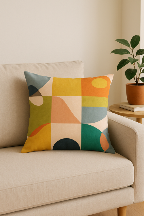 housse de coussin abstraite nordique pour un salon élégant