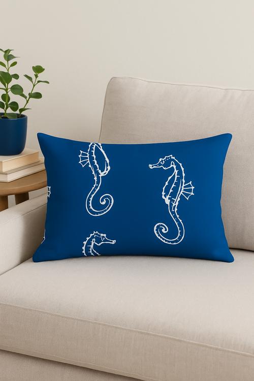 housse de coussin animaux marins bleus 30 x 50 cm décoratif pour canapé