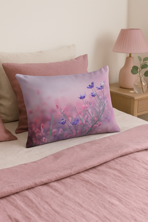 housse de coussin arc-en-ciel fleurs rouges et roses