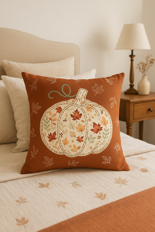 housse de coussin automnal motif love and home décoratif - vue 2 sur 2