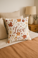 housse de coussin automnal motif love and home décoratif