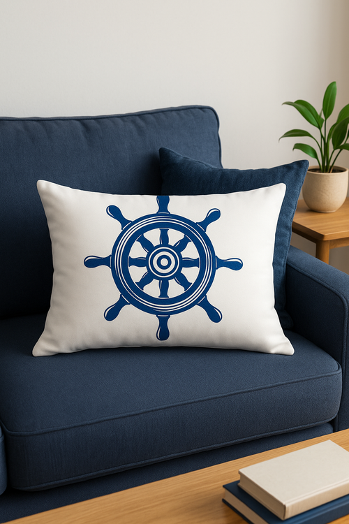 housse de coussin bleu à motif animaux marins 30 x 50 cm - vue 2 sur 2