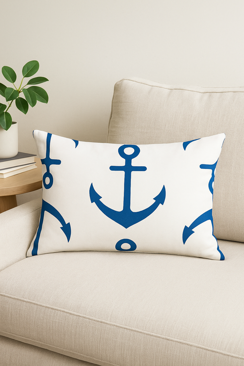 housse de coussin bleu motif animaux marins 30 x 50 cm - vue 2 sur 2
