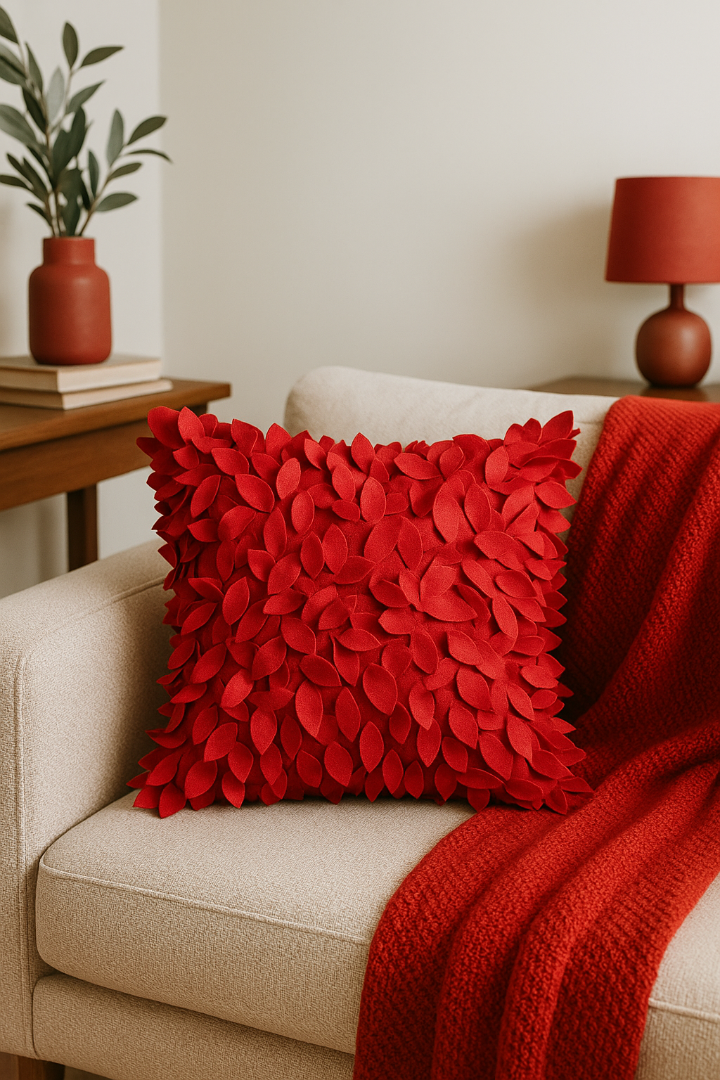 housse de coussin brodée 3d en forme de feuille décorative