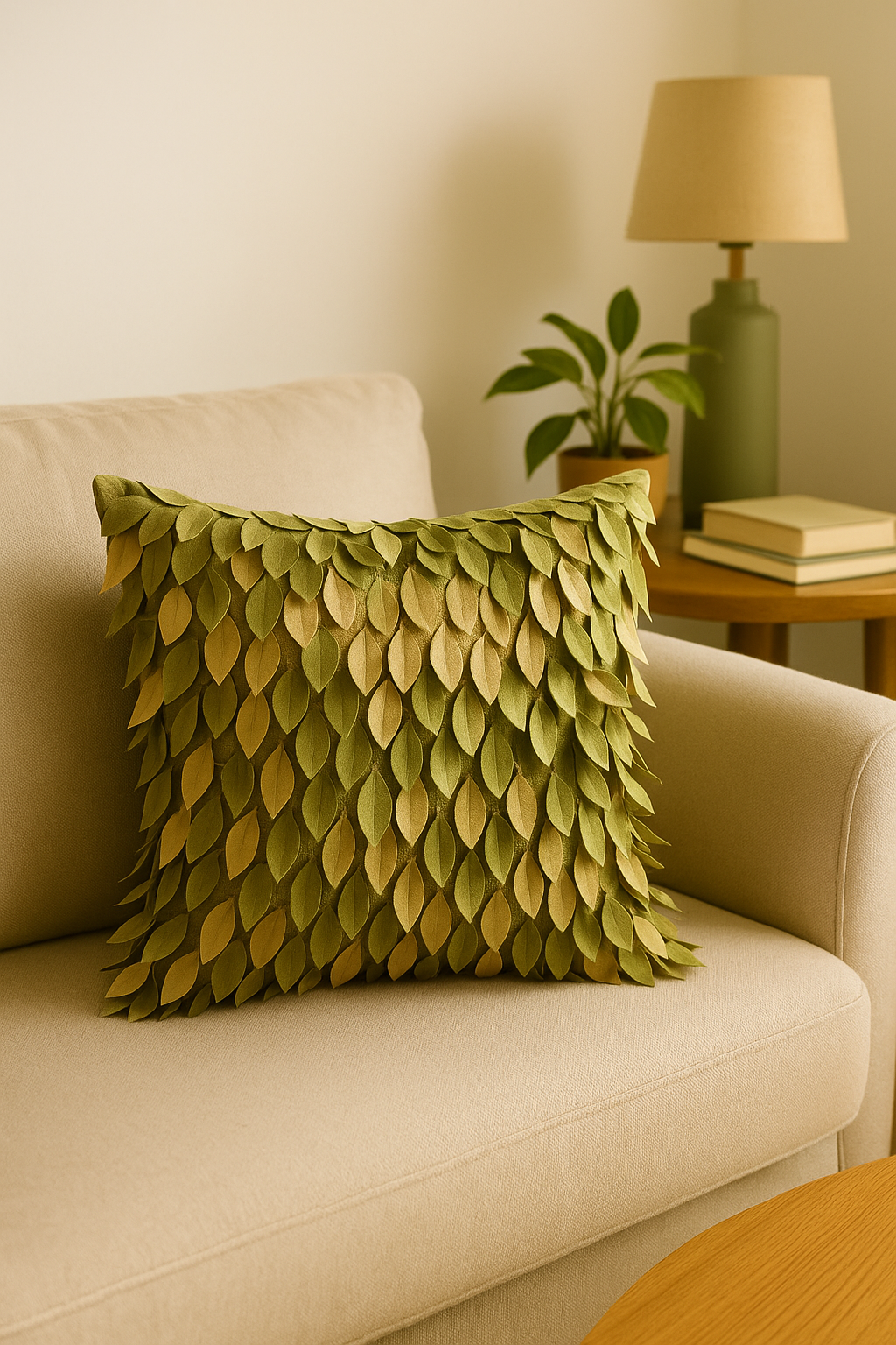 housse de coussin brodée 3D en forme de feuille décorative