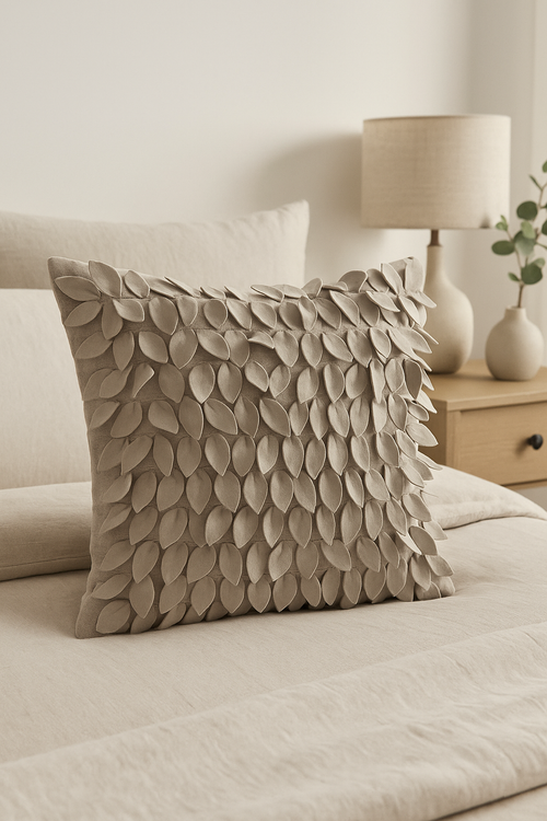 housse de coussin brodée 3d en forme de feuille décorative