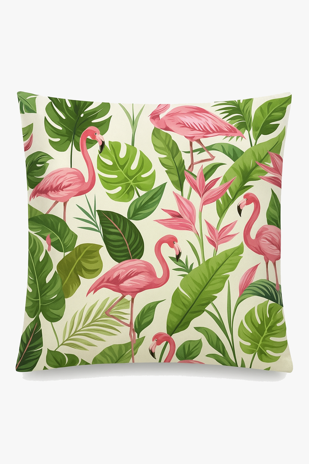 housse de coussin carrée motif flamant rose décoratif et coloré