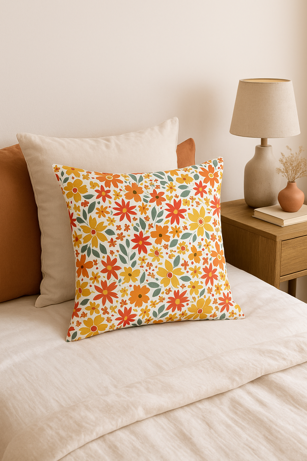 housse de coussin carrée à fleurs aquarelle 45 cm x 45 cm - vue 3 sur 2