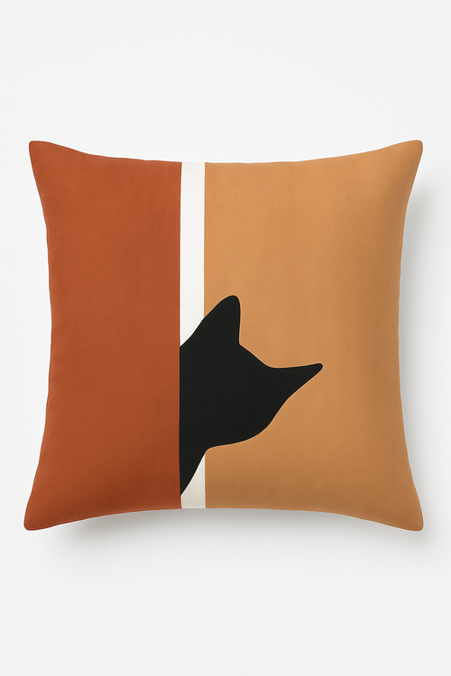 housse de coussin carrée à motif géométrique marron