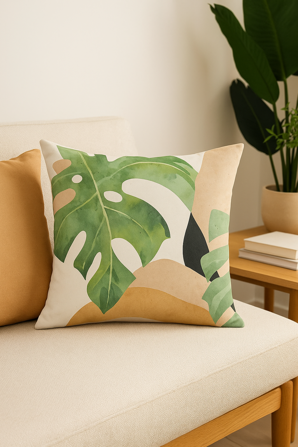housse de coussin carrée art plant abstraite 45x45 cm - vue 3 sur 2