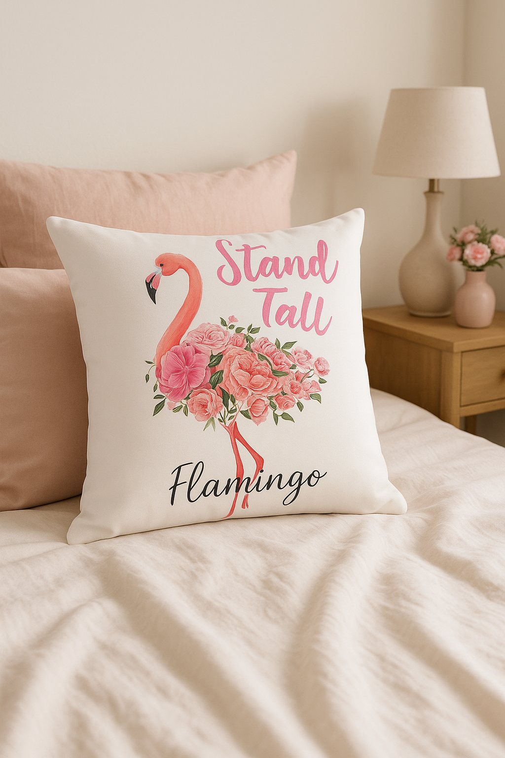 housse de coussin carrée flamant rose tropical 45 cm - vue 3 sur 2
