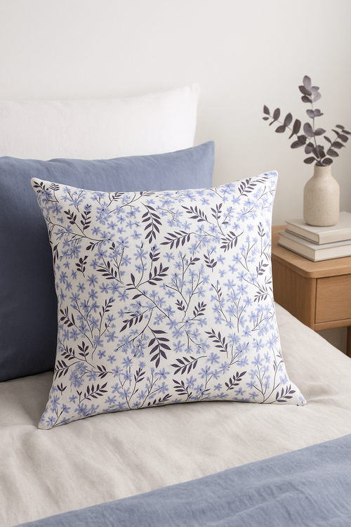 housse de coussin carrée fleurs aquarelle 45 cm pour décoration intérieure - vue 2 sur 2