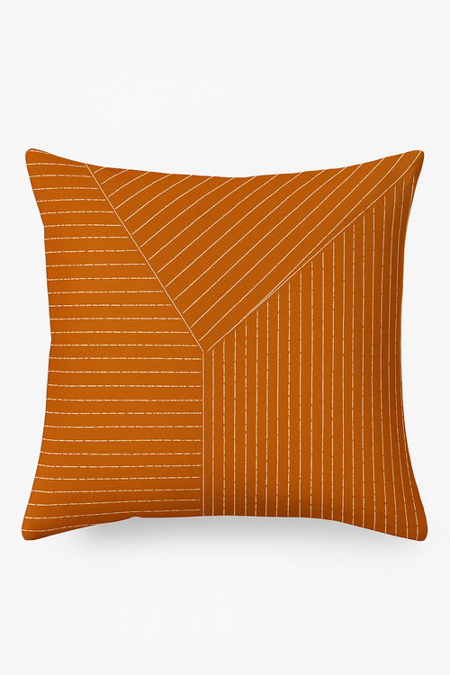 housse de coussin carrée géométrique marron élégant et moderne