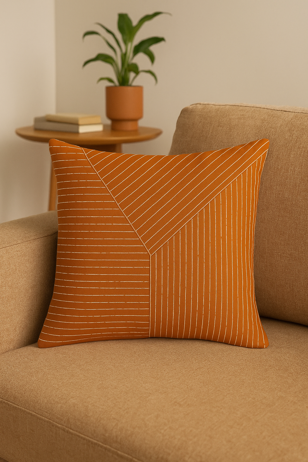 housse de coussin carrée géométrique marron élégant et moderne - vue 3 sur 2