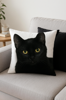 housse de coussin carrée imprimée chat noir décoratif