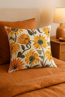 housse de coussin carrée jaune motif tournesol créatif 45 cm