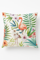 housse de coussin carrée motif flamant rose décoratif et coloré