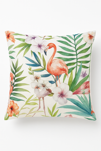 Decorative and colourful flamingo square cushion cover