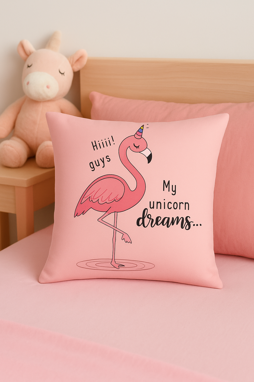housse de coussin carrée motif flamant rose décoratif pour canapé - vue 3 sur 2