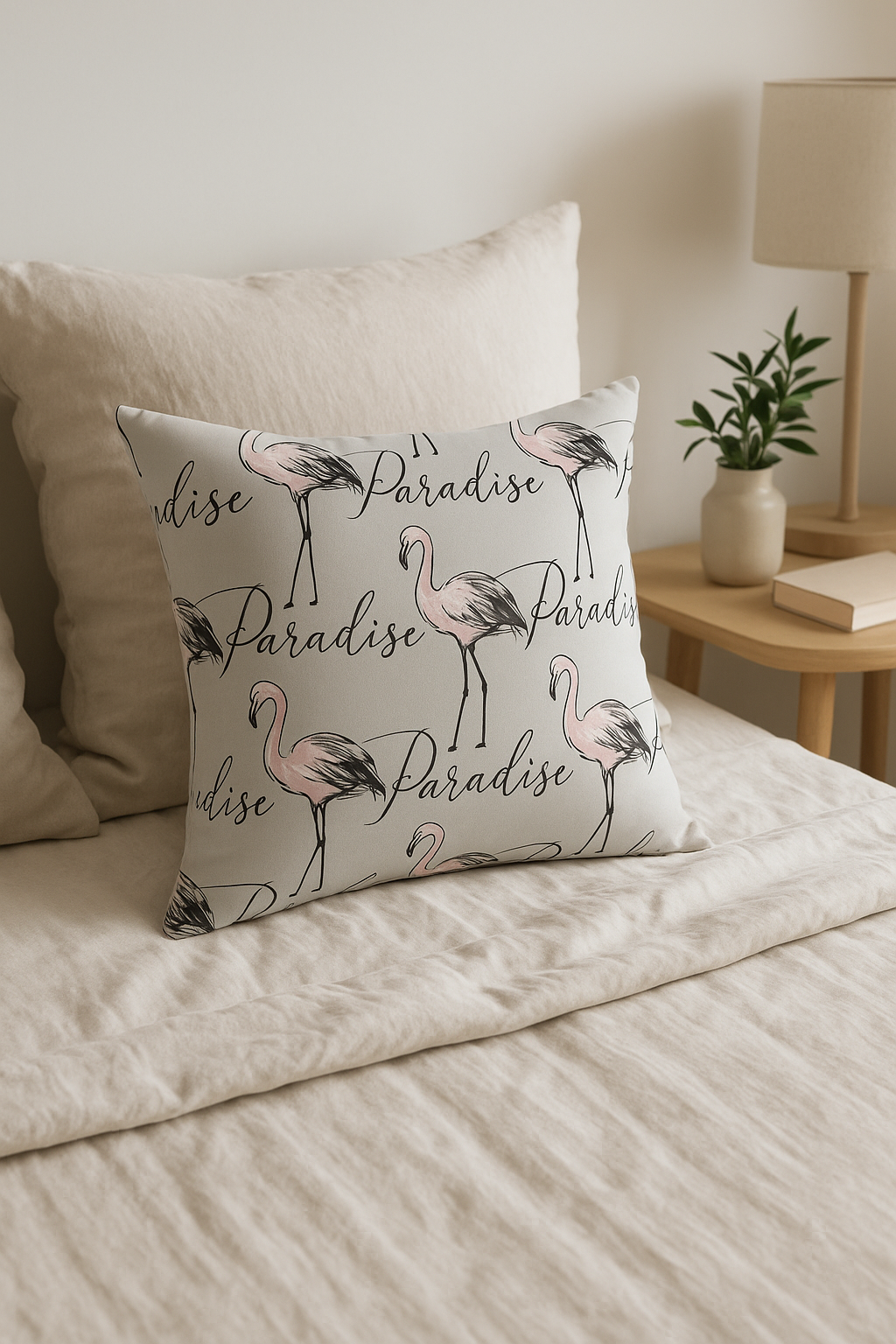 housse de coussin carrée motif flamant rose décoratif pour intérieur - vue 3 sur 2